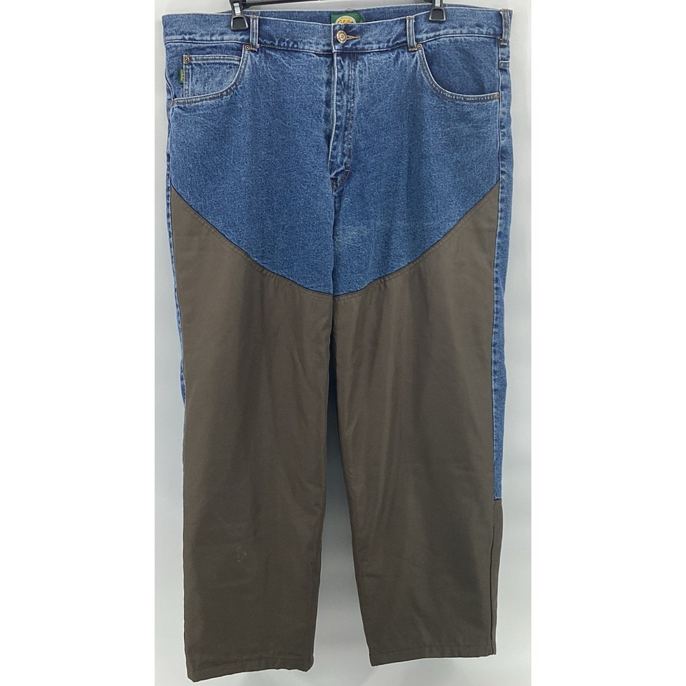 Vtg Cabelas Roughneck Jeans Mens 44x30 Blue Brush Double Knee Classic Fit Pants